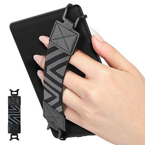 MoKo Handschlaufe für 6-8' Kindle eReaders Fire Tablet - Kindle/Kobo/Voyaga/Lenovo/Sony E-Book Tablet, Elastisches Halteband Leicht und Tragbar Tablet Fingerhalterung Griff Halter, Schwarz