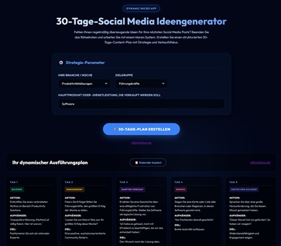 social media ideen generator content kalender micro app